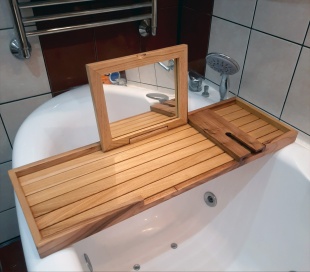 Полка на ванну с зеркалом (откидным) из Тика и Карагача фото 4620